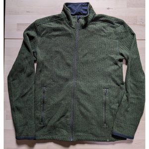 Prana Men's Military Green Wool Zip Up Sweater with Zip Pockets Size Medium